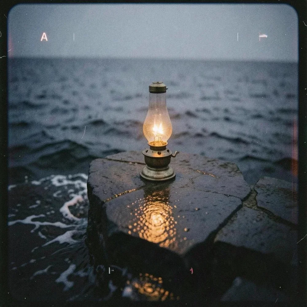 The lamplight bleeds into the black sea tonight. cover