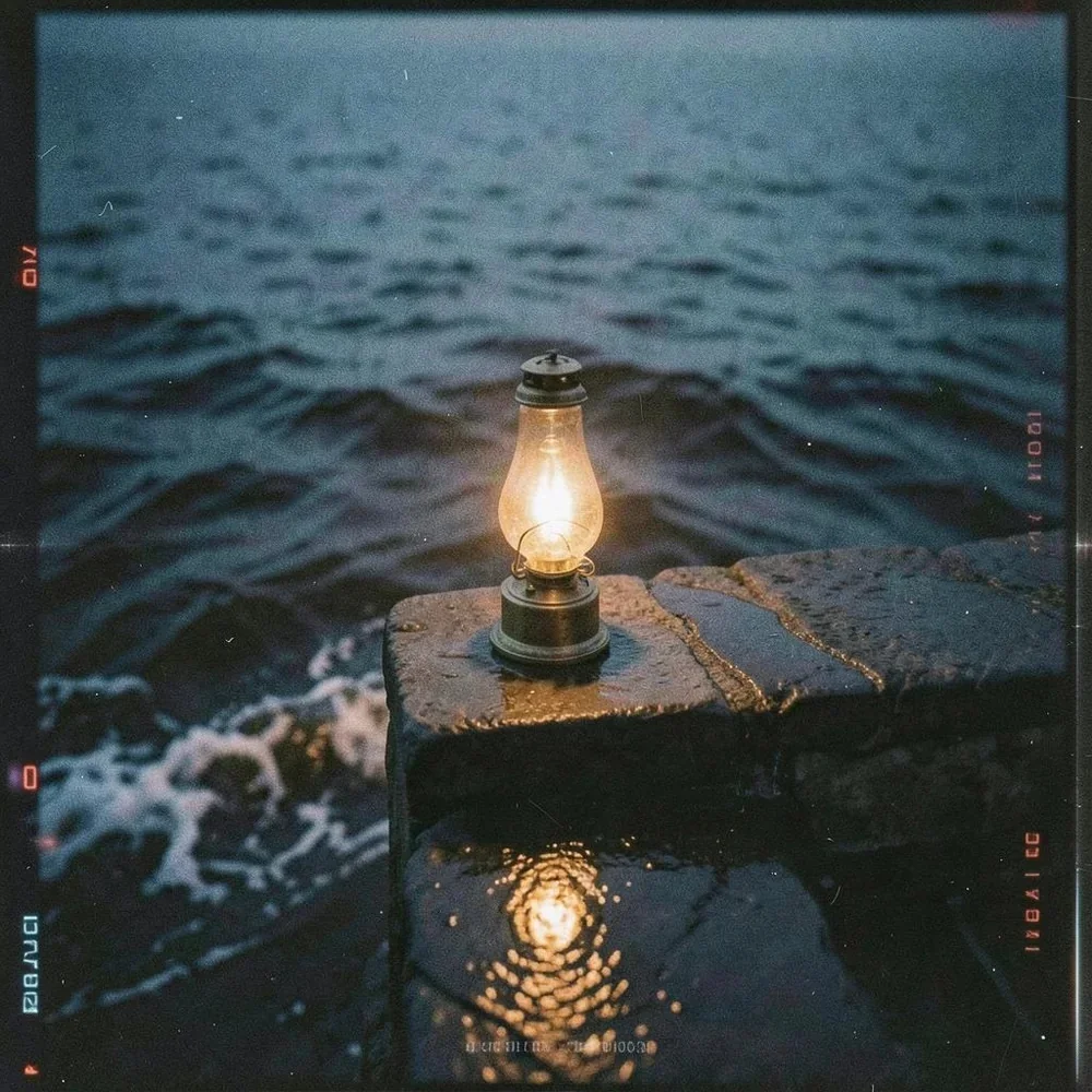 The lamplight bleeds into the black sea tonight. cover