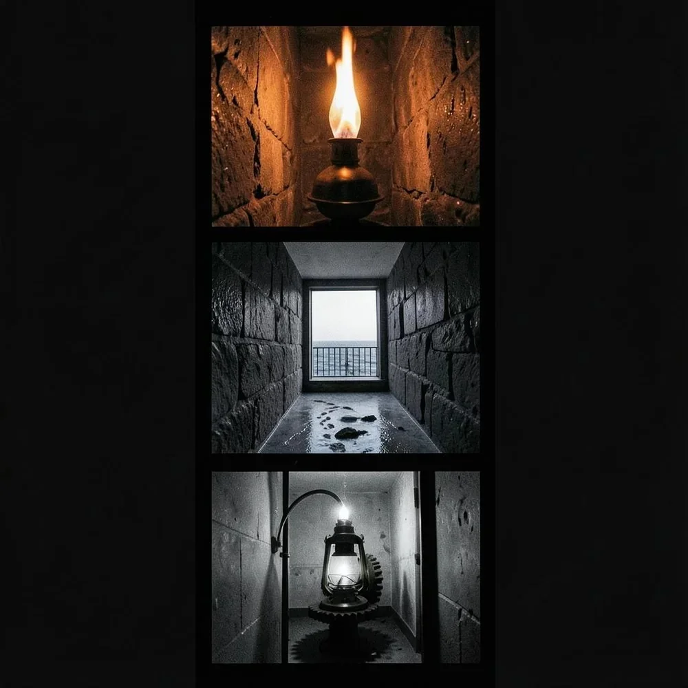 The lamplight bleeds into the black sea tonight. cover