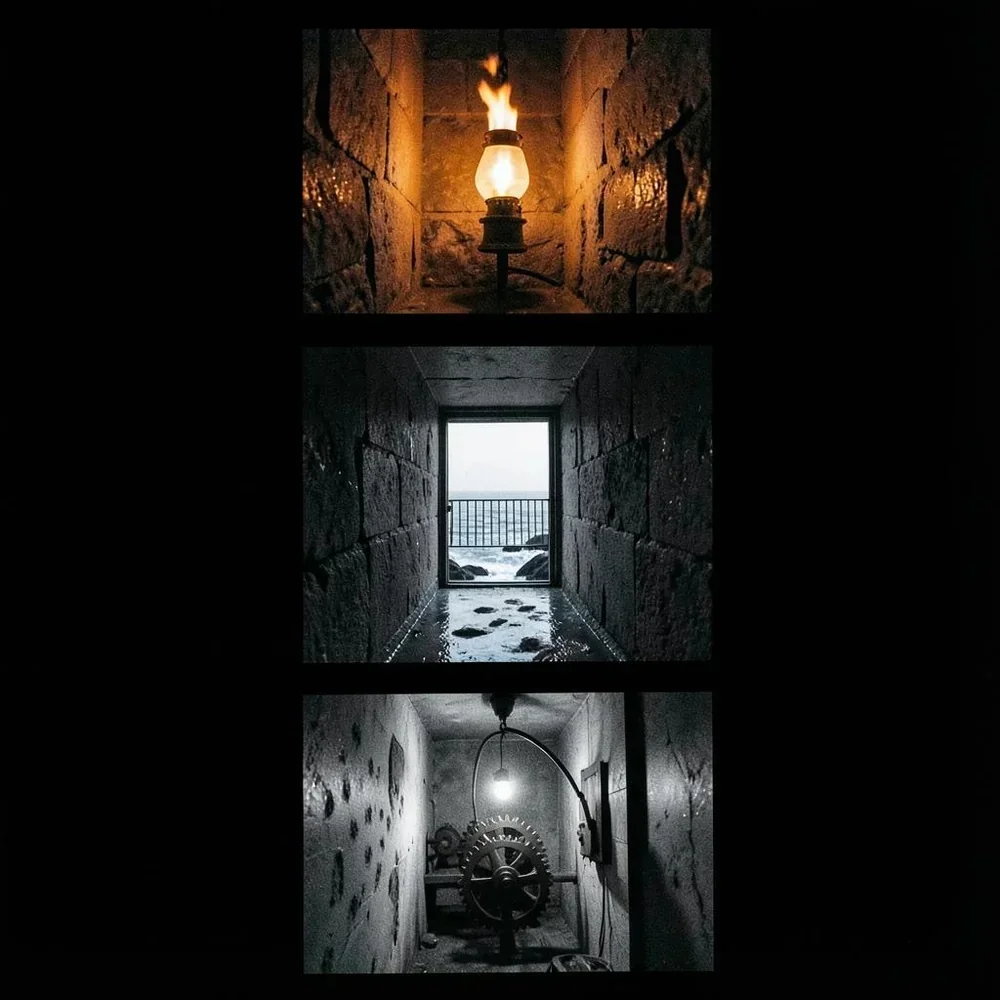 The lamplight bleeds into the black sea tonight. cover